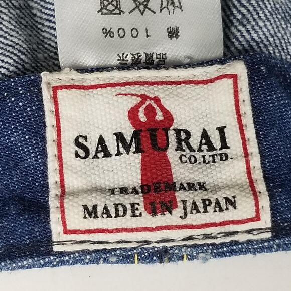 Samurai Jeans Hat Cap Fitted Mens Blue Denim Workwear Made in Japan Otokogi 15oz - Picture 8 of 9